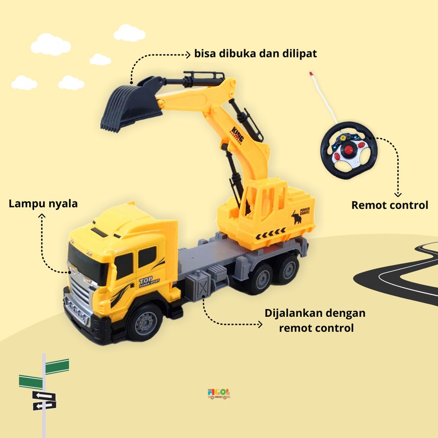 Mainan Mobil Remote Konstruksi Lampu Menyala 9060-15E Excavator Mobil