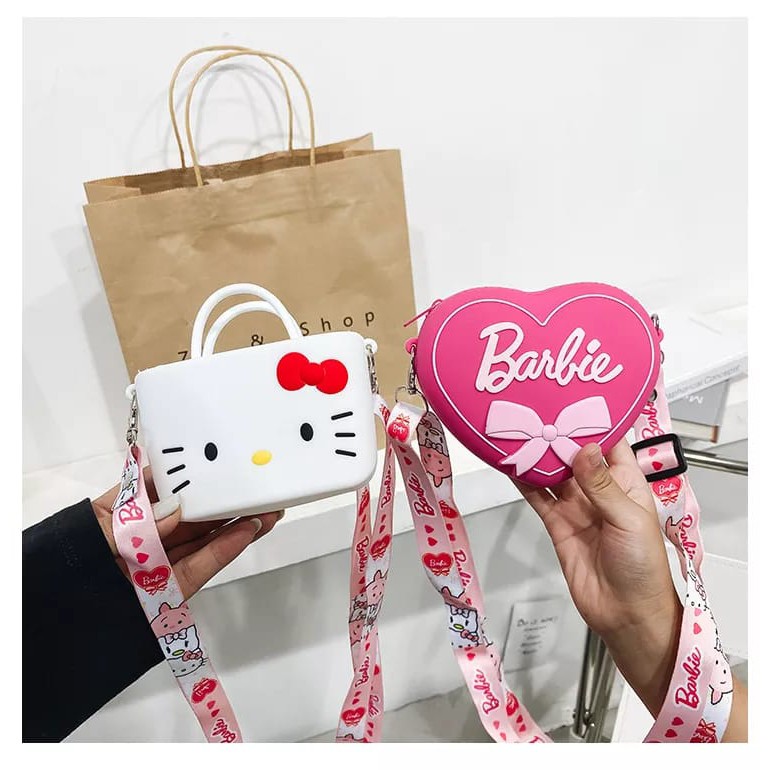 MF5350 Tas Selempang Kecil Anak Perempuan Dompet Koin Karakter Kotak Hello Kitty & Barbie Love L5350