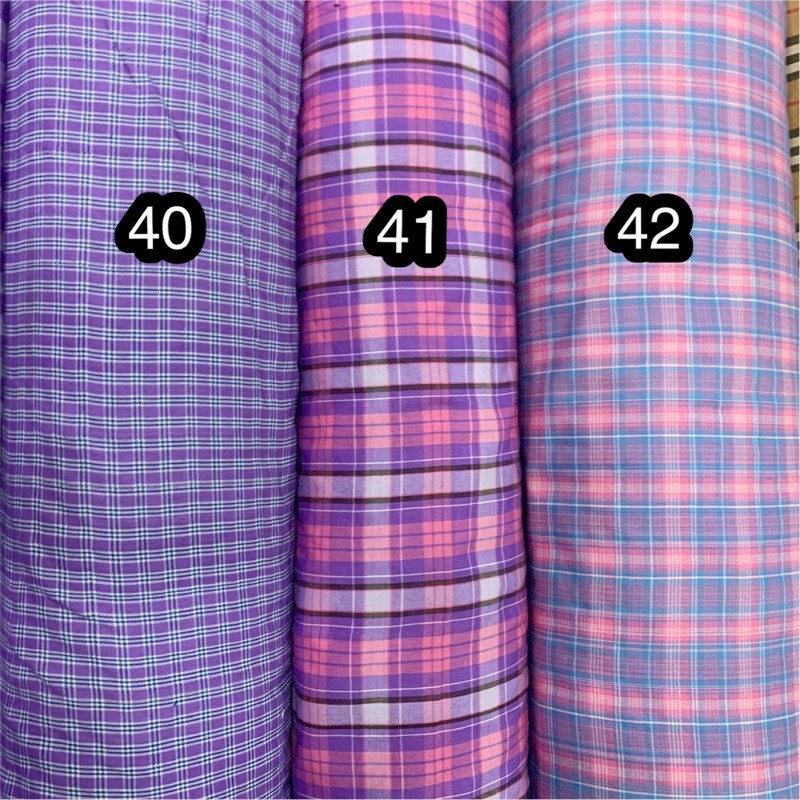 Kain Kotak Kotak Yarndyed Purple Lilac Lebar 150cm Per 0,5 Meter