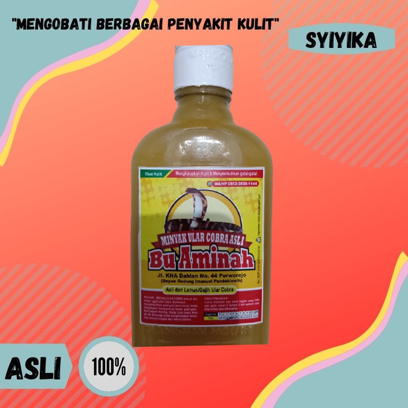 MINYAK ULAR COBRA ASLI IBU AMINAH OBAT TRADISIONAL HERBAL ESENSIAL OIL MENGOBATI PENYAKIT KULIT OLES
