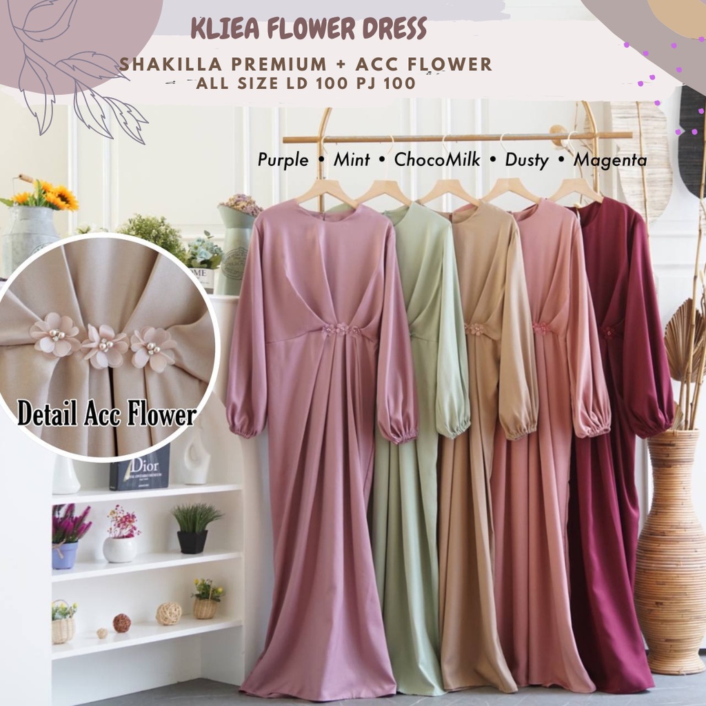 Kliea Flower Dress/Dress Kaftan Ld 100/Dress Remaja/Dress Seragaman/Dress Maternity/Dress Pesta