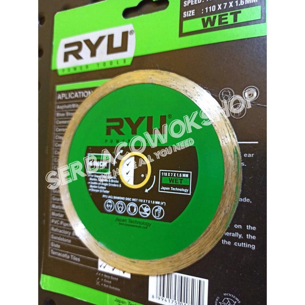 RYU Mata Potong Keramik Granite Beton 4 Inch 100 mm Diamond Wheel Dry - Wet Harga Satuan Termurah Berkualitas