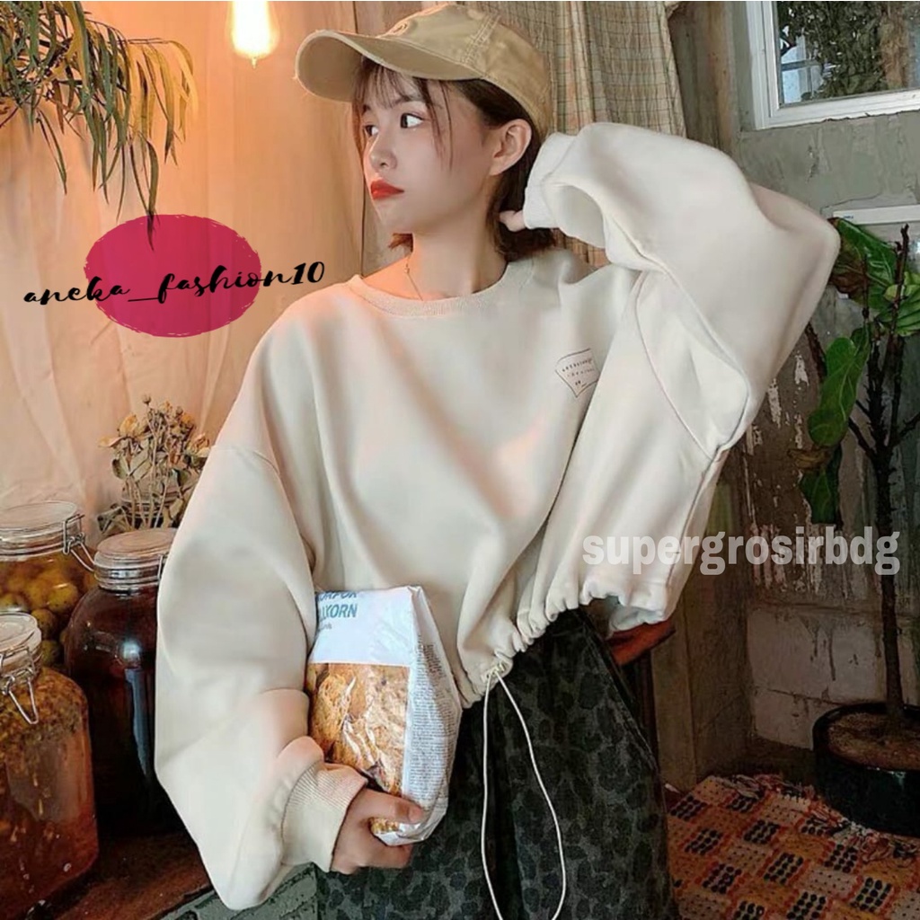 alfabeth crooped sweater wanita - sweater crope wanita korean style