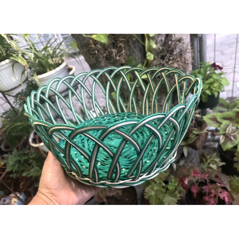 Keranjang hampers/keranjang bambu warna mini (d 20cm t 13cm)