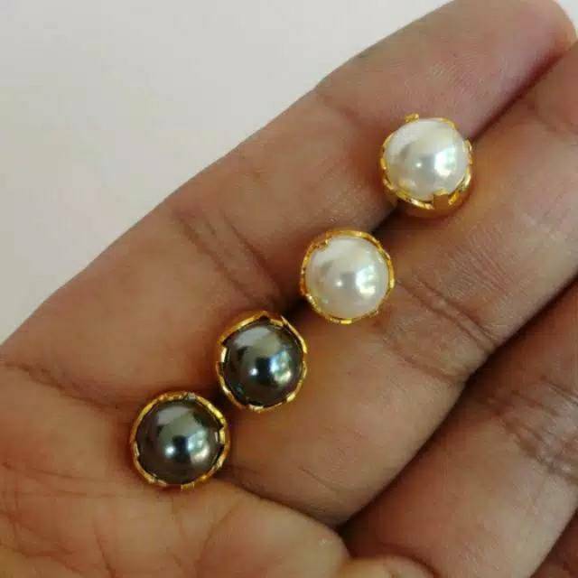 Giwang tusuk lapis emas mutiara shell