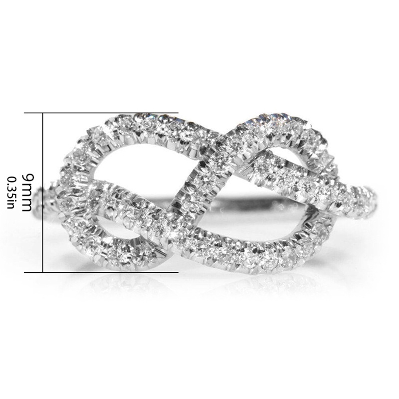 Cincin Bentuk Twist Bahan Cubic Zirconia Warna Silver Untuk Wanita