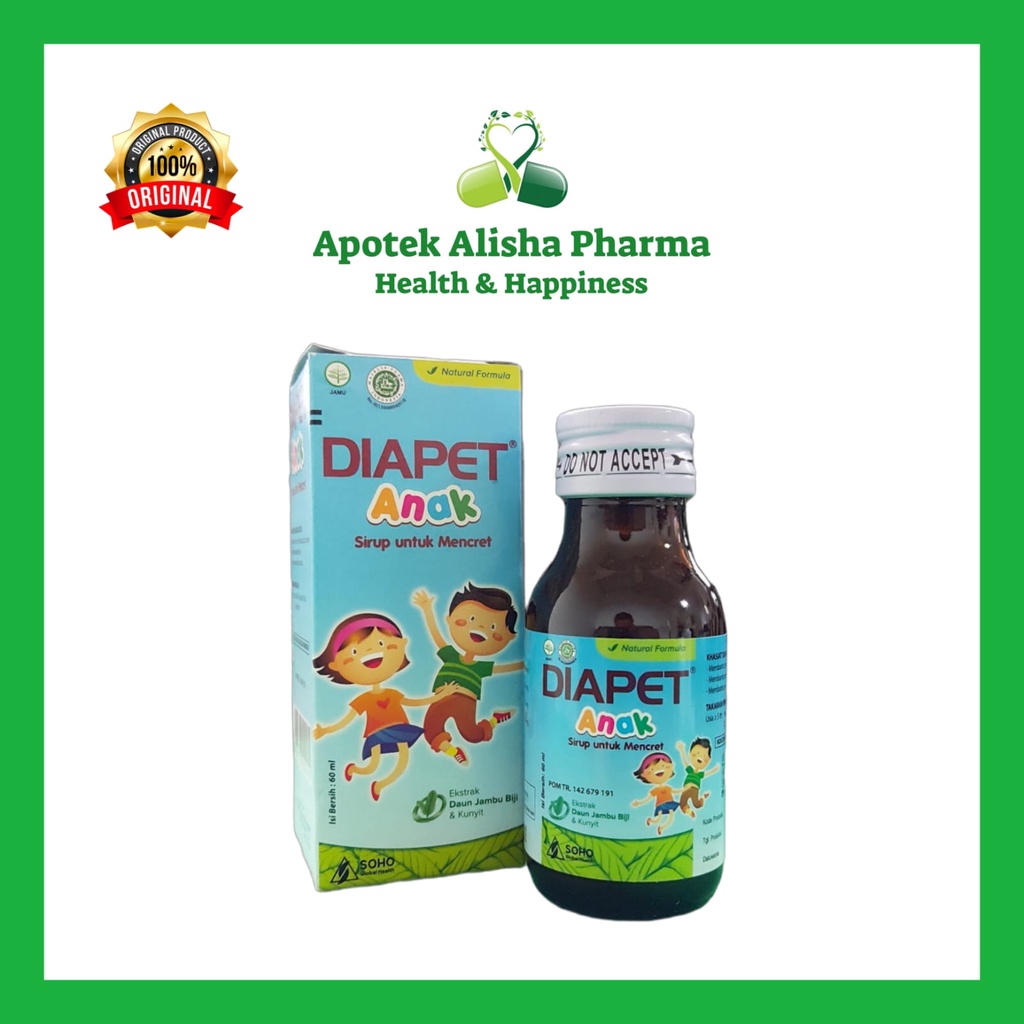 Diapet Anak Sirup 60ml - Diapet Syrup Obat Diare/Mencret/Muntaber/Menyerap Racun