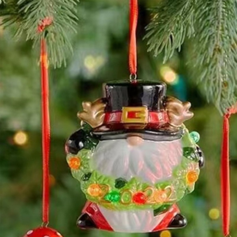 Ornamen Gantung Bentuk Snowman Bahan Resin Dengan Lampu Untuk Pohon Natal