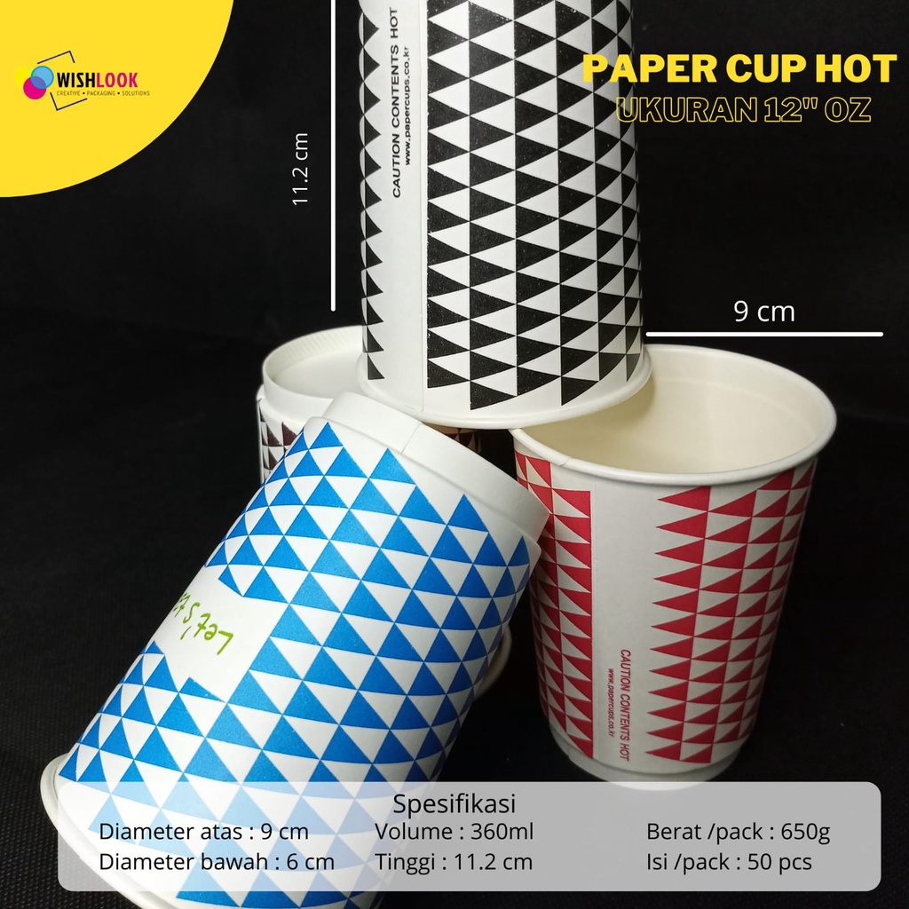 Paper Cup 12 OZ Gelas Kertas Motif 360 ml