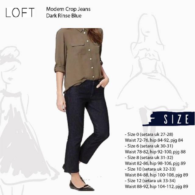 Celana LOFT modern crop jeans (dark rinse blue)