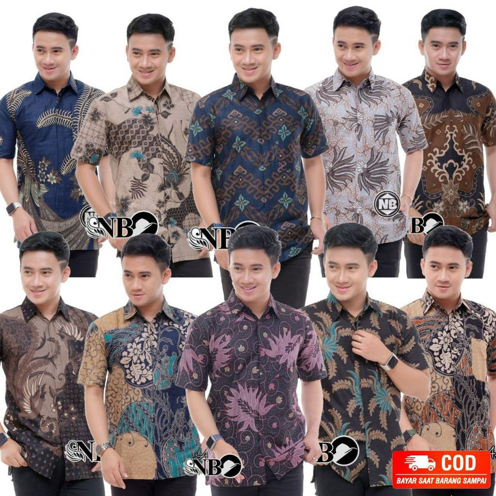 PROMO MURAH HEM KEMEJA BATIK PRIA MOTIF COUPLE BATIK LENGAN PENDEK HALUS BERKUALITAS SIZE M L XL XXL