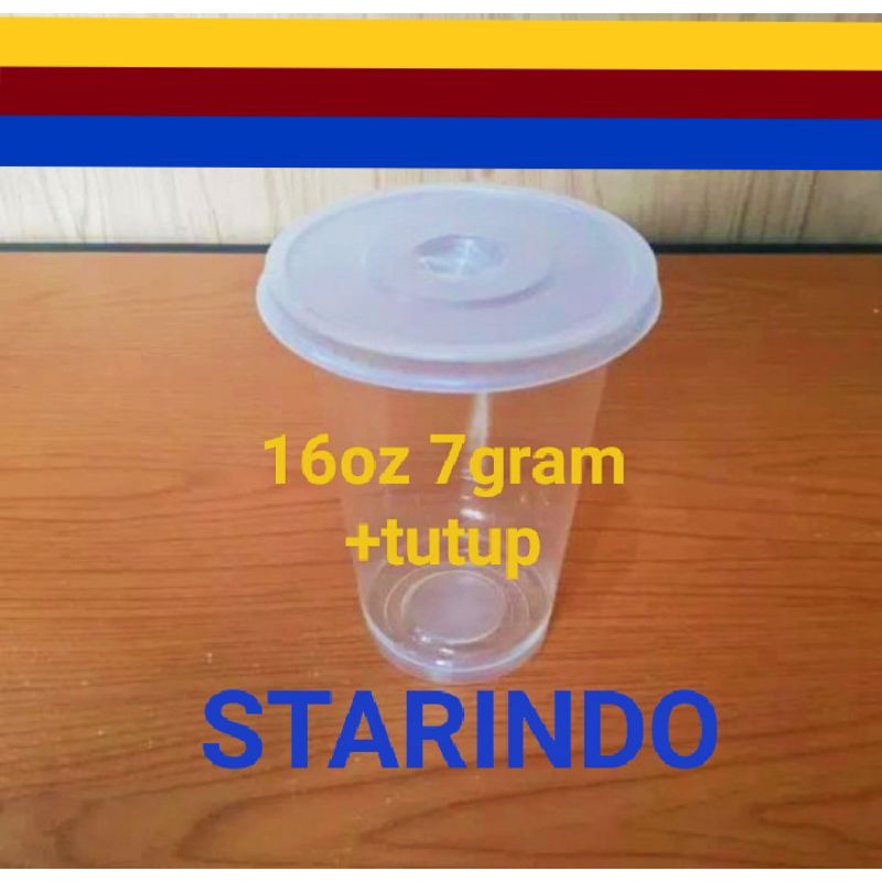 Sablon gelas plastik 16oz 7gram +tutup cup STARINDO