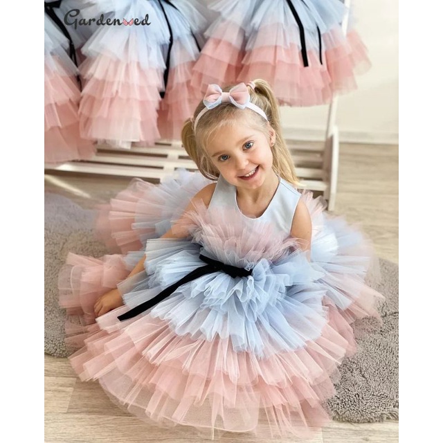DRESS PELANGI RAINBOW ANAK PEREMPUAN GAUN PESTA ULANG TAHUN BAYI PEREMPUAN DRESS TUTU ROK TILE ANAK 