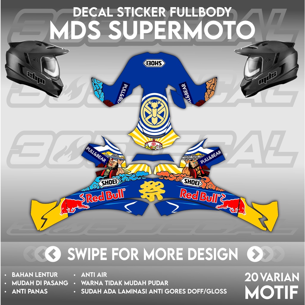 Sticker decal helm MDS SUPERMOTO motif motegi3 | decal helm | decal sticker