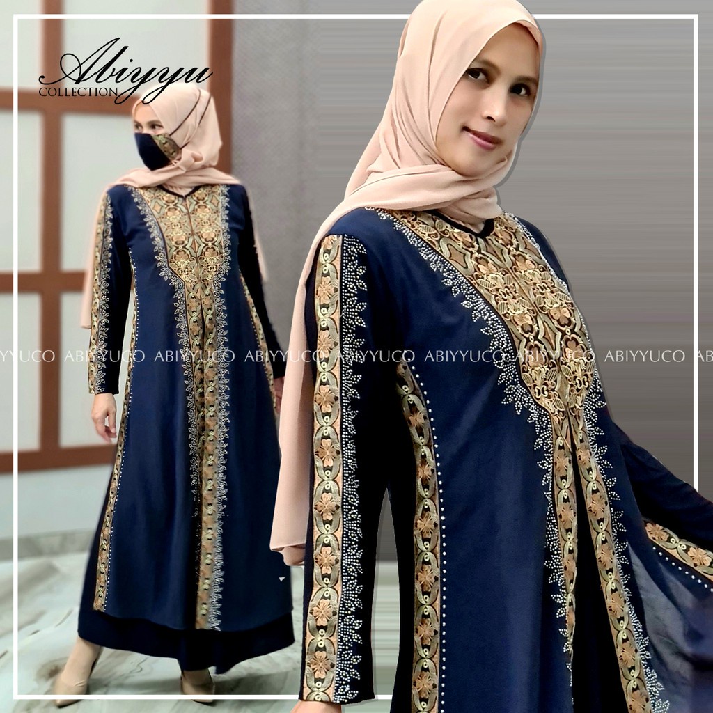 Abiyyuco TA8015 | Gamis Abaya Turkey Busui Hitam dan Warna  Turki Resleting Depan  Seragaman  Bonus masker  Bahan Jersey mix Ceruty  Ready Jumbo LD 125 cm Big Size