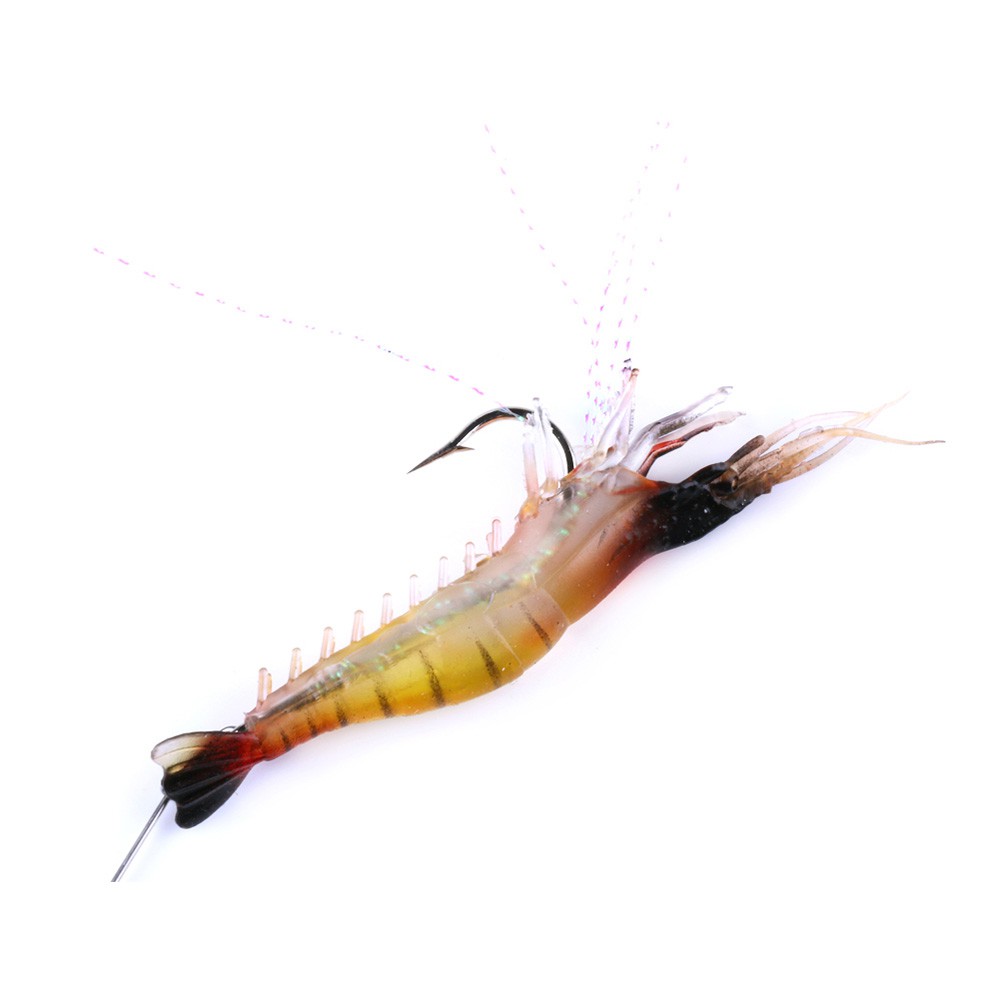 HENGJIA 3PCS/lot 7CM/6.4G Soft Shrimp Umpan Pancing Luminous Udang Tiruan Fishing Lure Ikan Bait Bass Swimbait Tackle