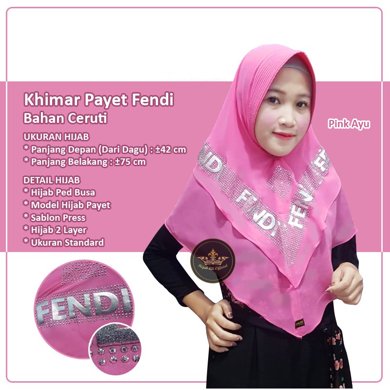 ALI PRODUCTION - Khimar Payet Fendi / Hijab Payet 2 Layer / Khimar Sablon Press Payet