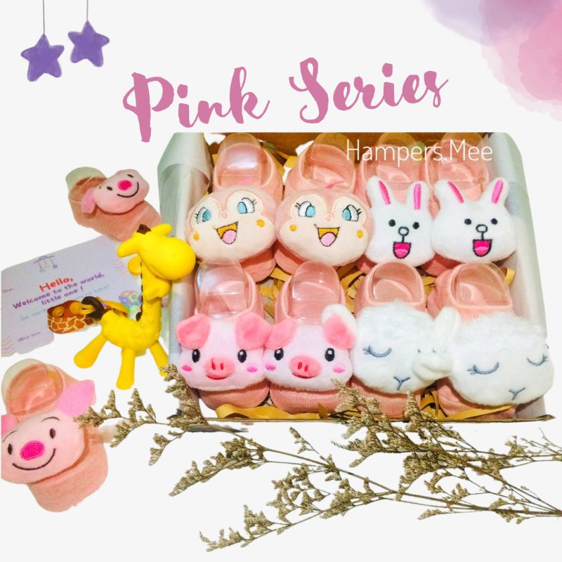 HAMPERSMEE SET PREMIUM - HAMPERS BAYI HAMPERS BABY KADO BAYI BABY GIFT HADIAH KELAHIRAN NEWBORN MURAH HEMPERS BAYI PARCEL BAYI BARU LAHIR-Cutie Pink Socks