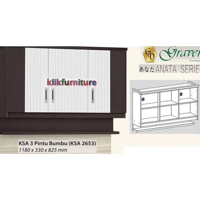 \u2728COD\u2728 KSA 2653 Graver Kitchen Set Atas 3 Pintu Anata SALE Kode 1459