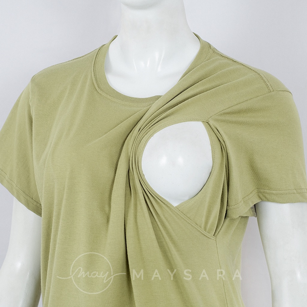 Baju menyusui bukaan samping atasan maysara-CN22-OliveGreen