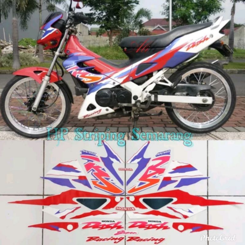 Striping Honda Nova Dash merah Putih