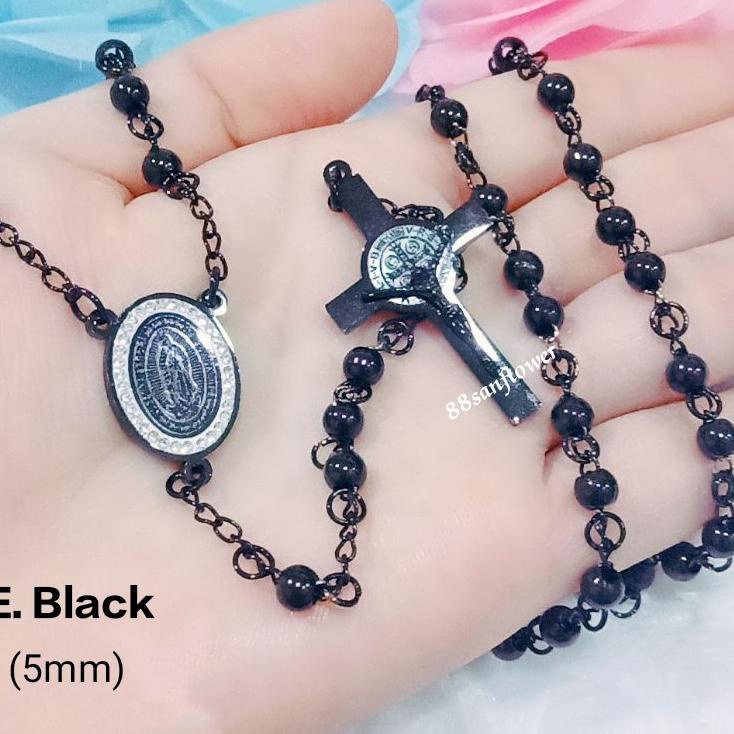 ✦ ROSARIO TITANIUM BLACK Kalung Rosario Titanium Hitam ❆