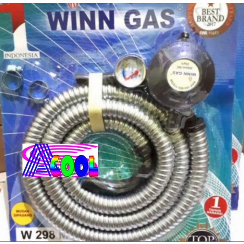 Winn Gas PAKET Bodi Besar Regulator+Selang 1,8 Flexible Pengaman Amper