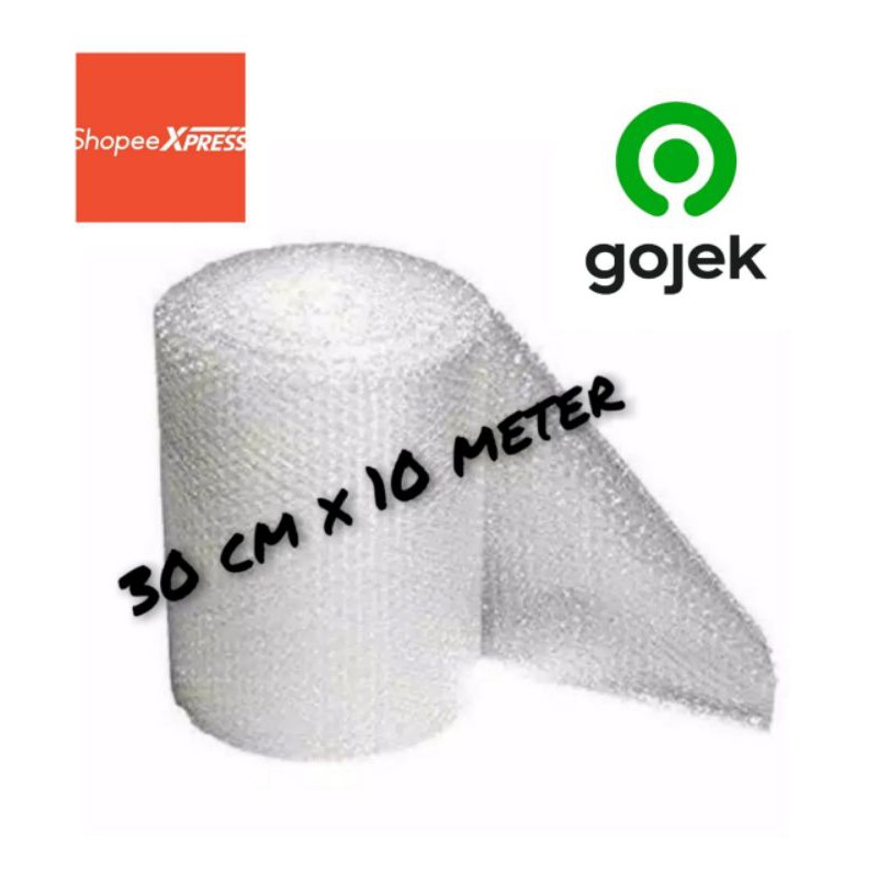 

Bubble wrap Mulia pack ukuran P 10 METER X L 30 CM/ 10m x 30cm / GOJEK / BABEL / BUBBEL WRAP M1