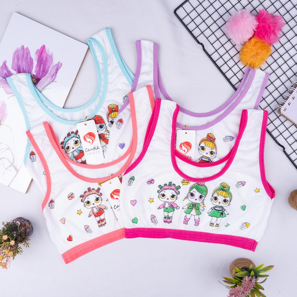 BEE - Miniset Anak Perempuan Motif Kartun Bahan Katun Import / Miniset Untuk Anak Perempuan Inesia