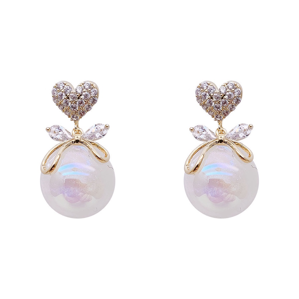 IFYOU Anting Stud Bentuk Hati Aksen Mutiara Gaya Vintage Korea Untuk Wanita