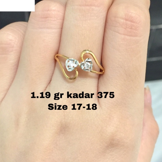 Cincin emas double love kadar 375 berat 1.19 gr