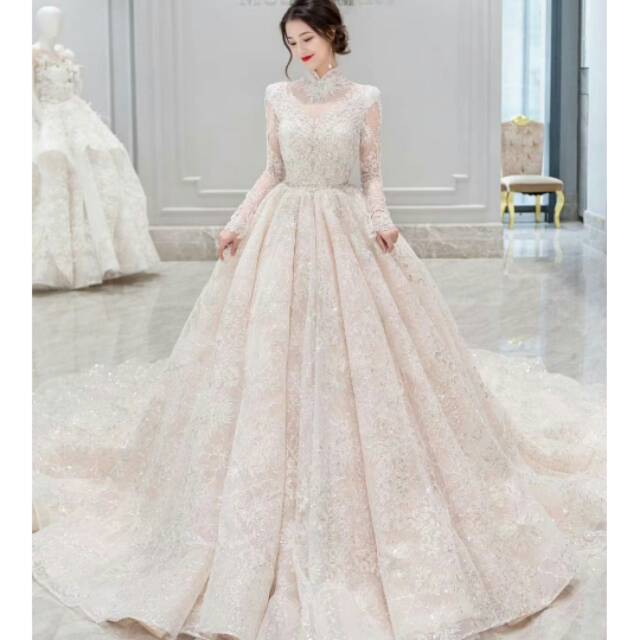 Pre Order gaun pengantin berkerah sanghai baju pengantin mewah wedding dress import wedding gown new