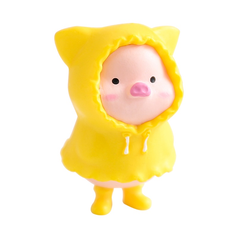 1pc Ornamen Boneka Babi Pink Kuning Mini Lucu Kreatif Untuk Dekorasi Rumah / Hadiah Ulang Tahun Anak