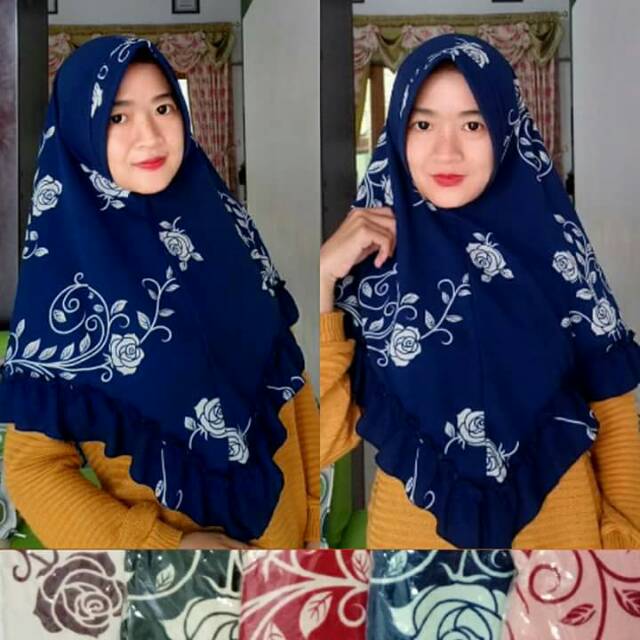 PROMO TERMURAH jilbab instan rempel motif bunga