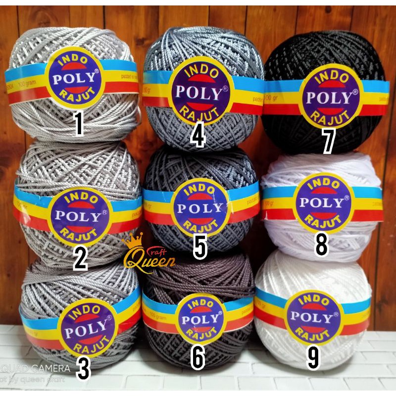 (NEW) Benang rajut POLY INDO KILAP varian abu