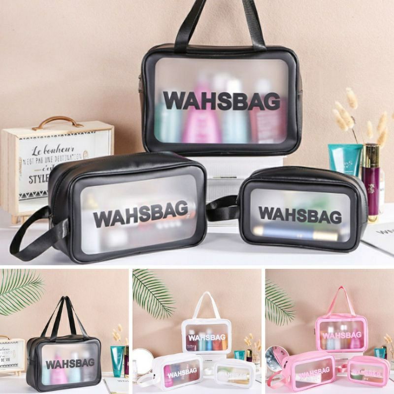 TAS KOSMETIK TRANSPARAN WASHBAG / TAS WASH BAG PERALATAN KAMAR MANDI