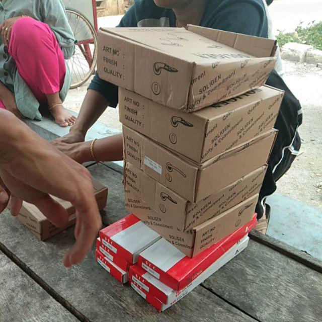 Paket 1 Set Handle Kunci Pintu Rumah Kamar Mandi Pipa Sabit Stainless