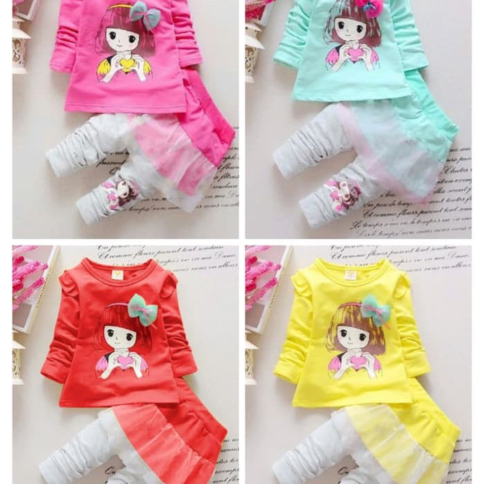 SE485 Kt15 Harga Promo Termurah Girlset Setelan Anak Perempuan Mee2 Impor Murah Fashion Cewek Mu