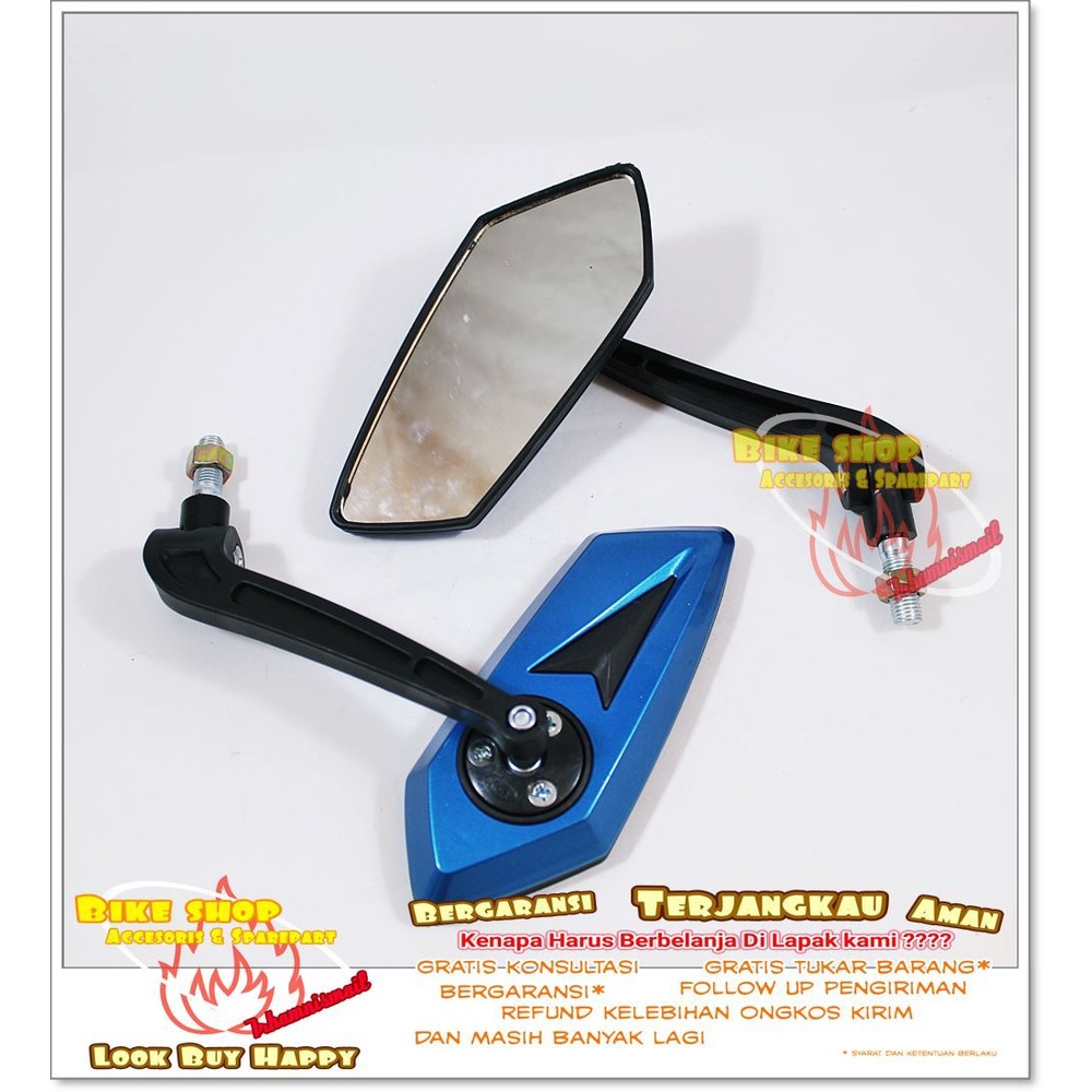 Spion Motor Alevo Putar 360 Derajat Honda Beat Vario Scoopy Dll Variasi Motor Warna Biru kaca Spion