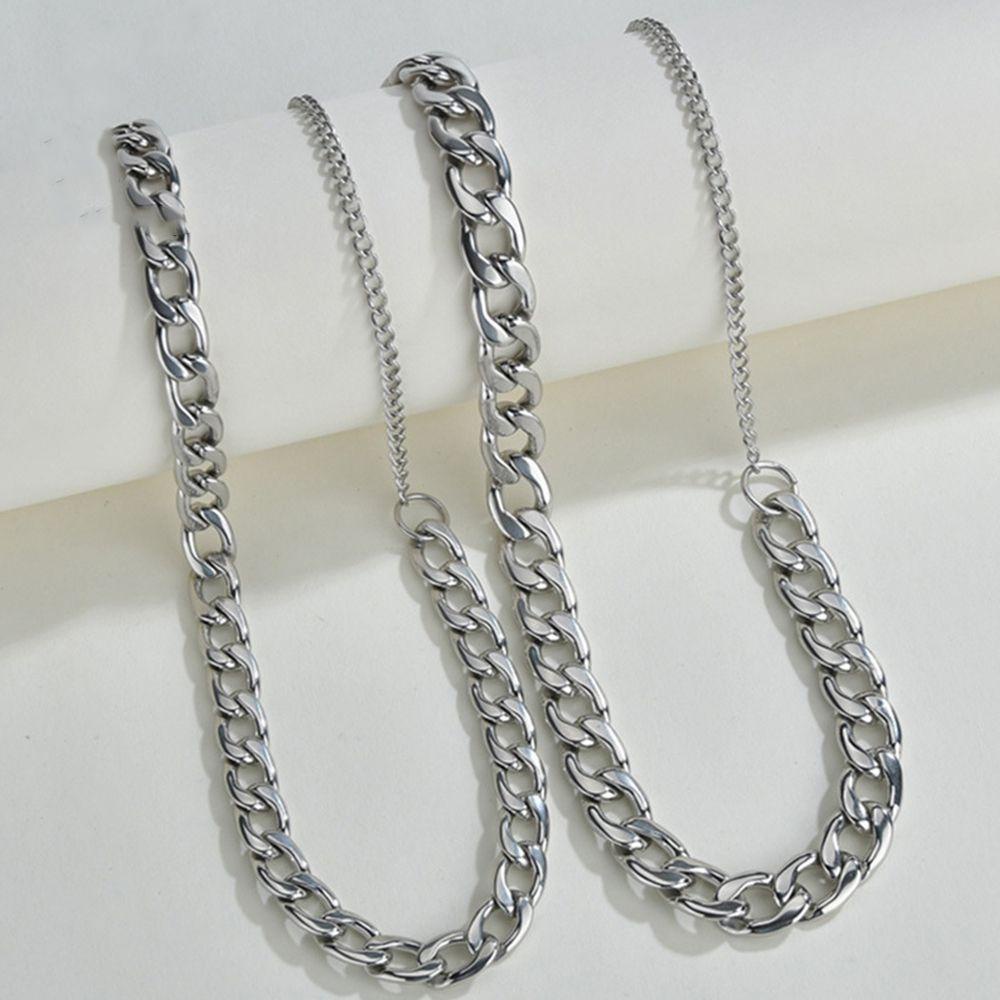 Needway Pria Kalung Kreatif Pria Hip Hop Wanita Klavikula Rantai Stainless Steel Fashion Perhiasan Pasangan Kalung Baja Titanium Kuba Rantai Kalung