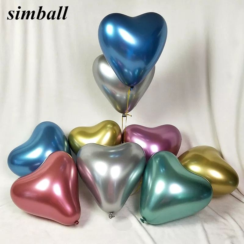 Balon Latex Hati Chrome 50 pcs