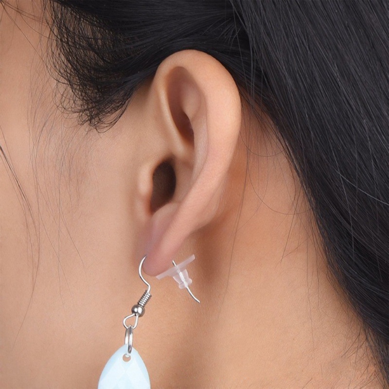 SIY  100 Pieces Soft Clear Earring Backings Silicone Rubber Safety Back Pads Backstops Replacement for Earring Studs Hoop DIY