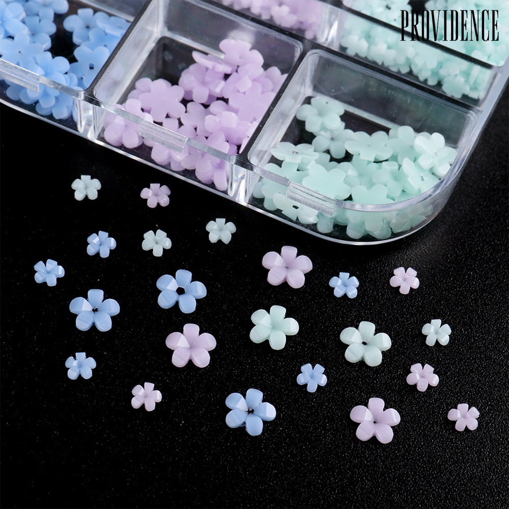 Providence 6Grids/Box Color Changing Nail Flower Ornament Five Petals 3D Effect Lightweight Floral Nail Art Charms Decoration for Manicure