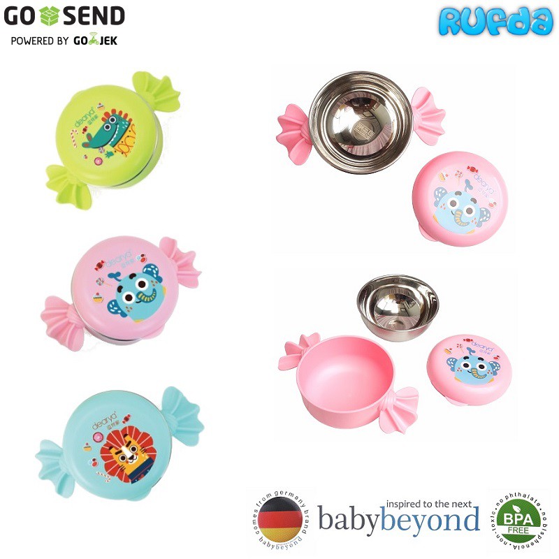 Baby Beyond Stainless Bowl Candy Mangkok Makan Bentuk Permen Lucu