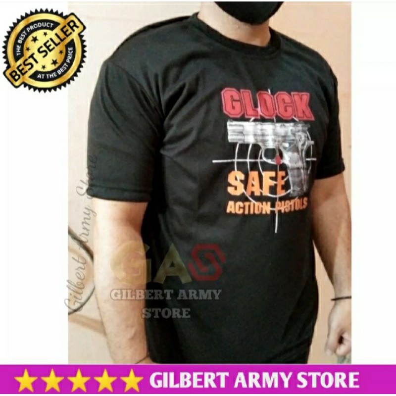 GILBERT ARMY STORE-Kaos Glock Gambar Hitam Army-Grosir Kaos Militer TNI-Kaos Daleman TNI ARMY