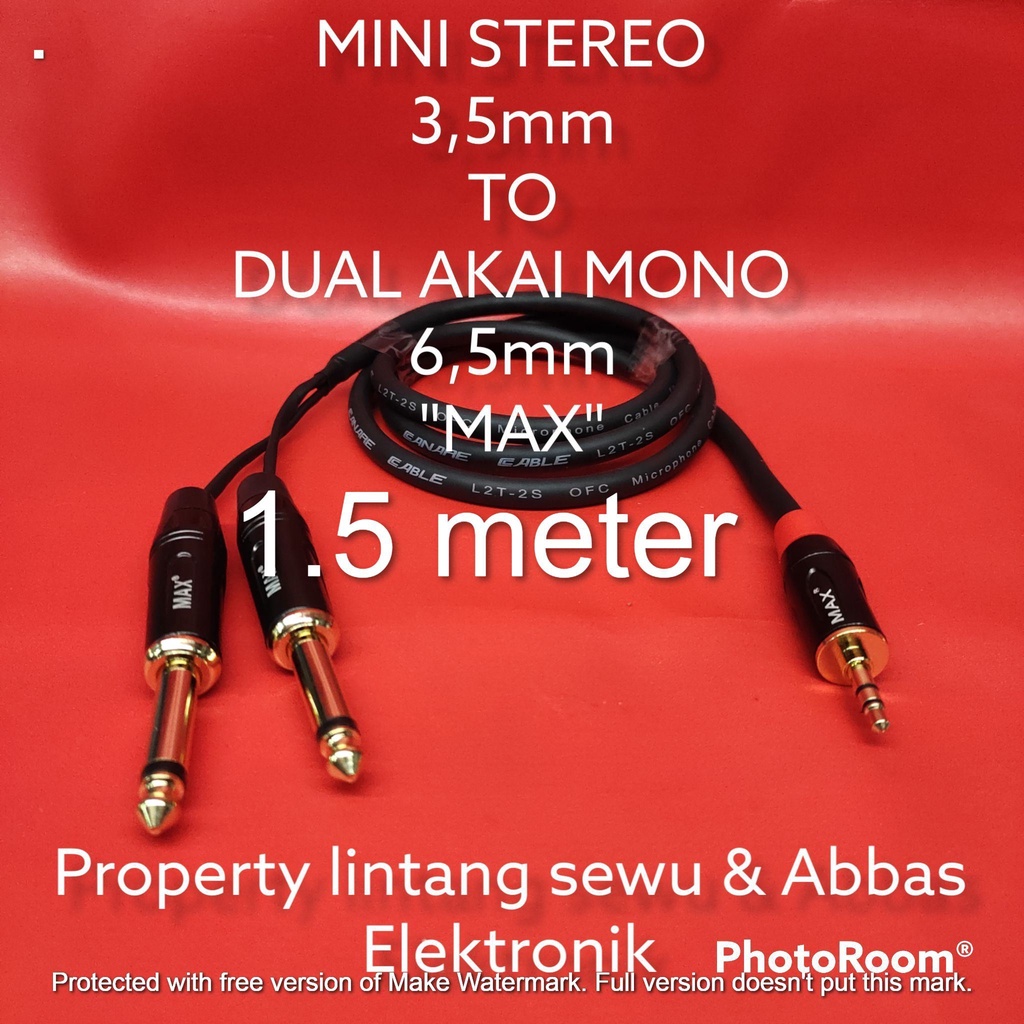 KABEL JEK MINI STEREO 3.5MM TO DUAL AKAI 6.5MM MAX 1.5 METER