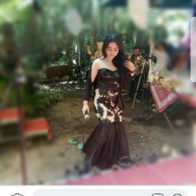 Gaun pengantin/hijab/akad/singer/party/prewed/duyung hitam full kornel