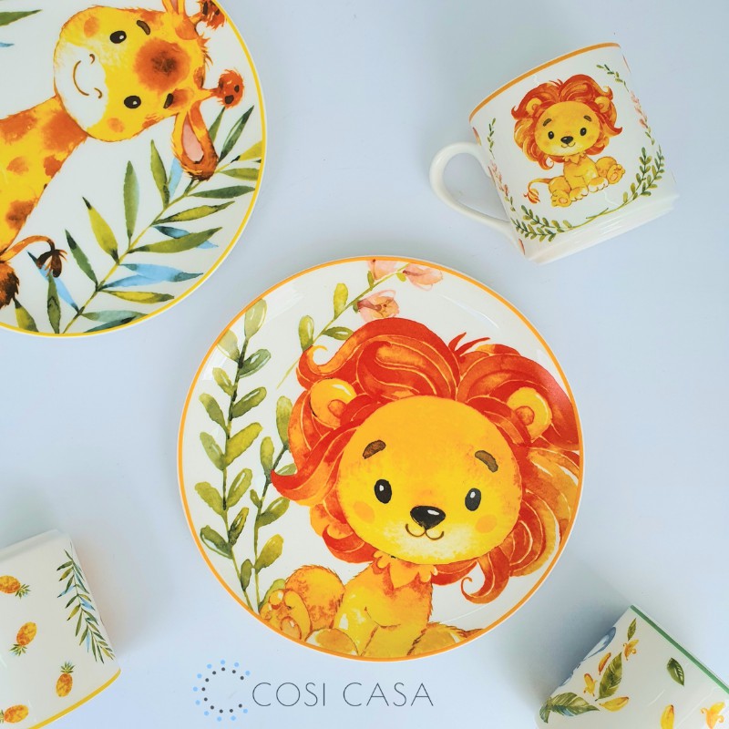 LUMERPA ANIMAL SET PIRING MAKAN ANAK DAN MUG XIXI (SINGA) LUDSET1X