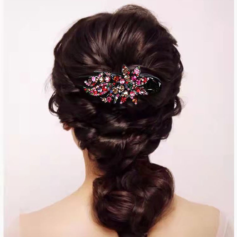 Retro and Elegant Pompon Headdress Large Crystal Flower Rhinestone Hairpin Accessories