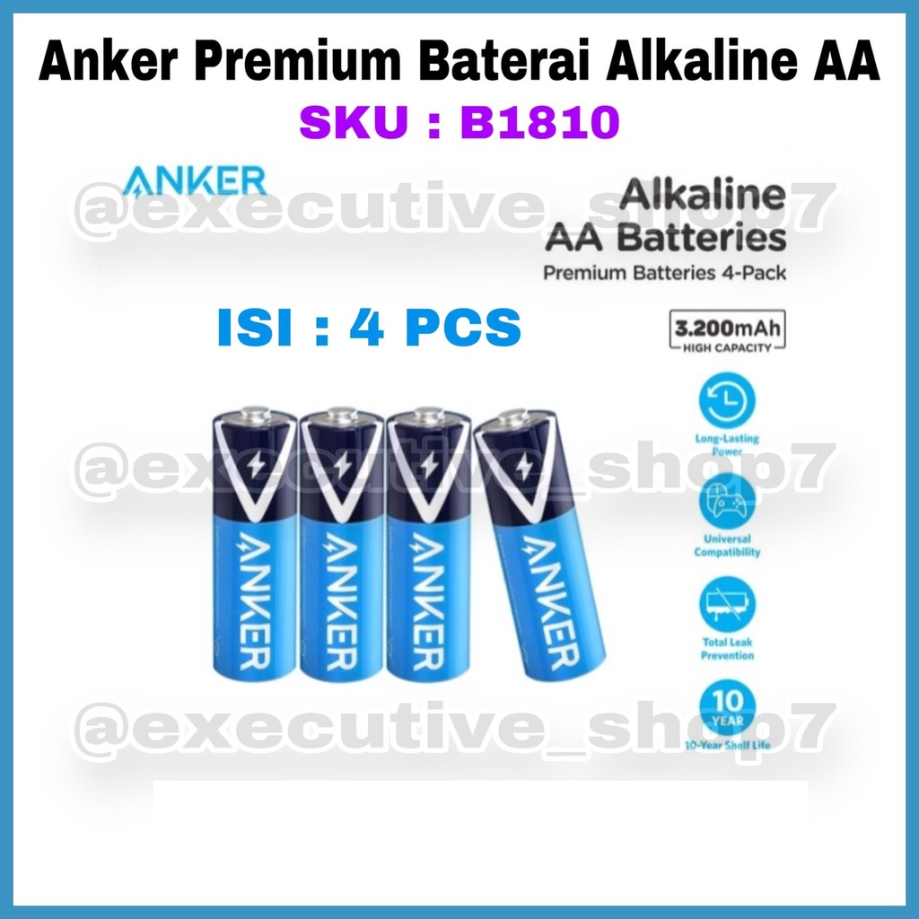 Anker Premium Baterai Alkaline AA SKU : B1810 ISI 4 PCS TIDAK ADA GARANSI